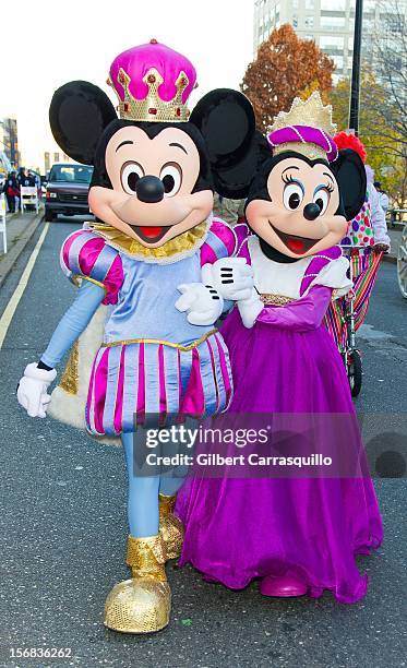 Disney characters Mickey Mouse and Minnie Mouse attend the 93rd annual Dunkin' Donuts Thanksgiving Day Parade on November 22, 2012 in Philadelphia,...