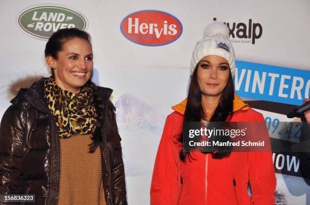 Tanja Duhovich and Carmen Stamboli attend the Swatch Snow Mobile 2012 press conference at Graben on November 22, 2012 in Vienna, Austria.