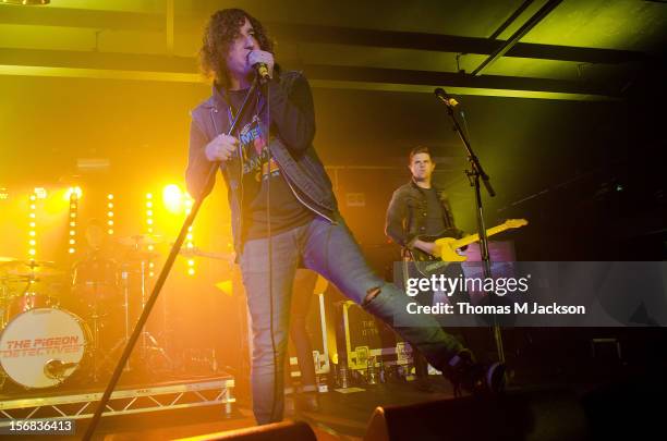 Matt Bowman and Ryan Wilson of Pigeon Detectives perform onstage at Newcastle University on November 22, 2012 in Newcastle upon Tyne, England.