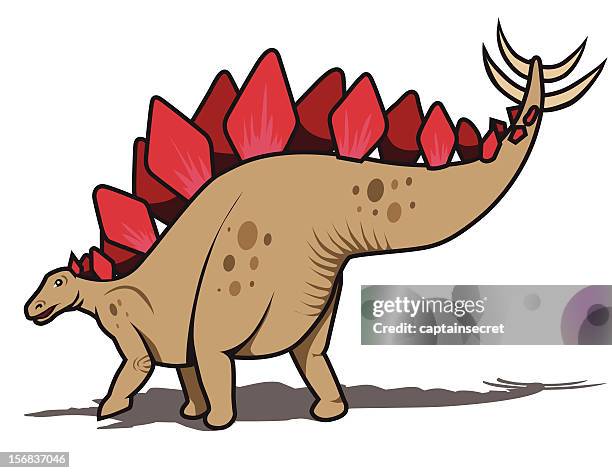 bildbanksillustrationer, clip art samt tecknat material och ikoner med stegosaurus attack! - stegosaurus