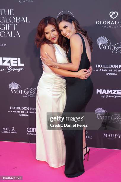 Annie Gonzalez and Eva Longoria attend the Global Gift Gala Red Carpet at Hotel Don Pepe on July 24, 2023 in Marbella, Spain.