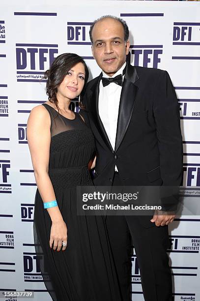 Pauline Haddad and Ashutosh Gowariker attend the Awards After Party during 2012 Doha Tribeca Film Festival at W Hotel on November 22, 2012 in Doha,...