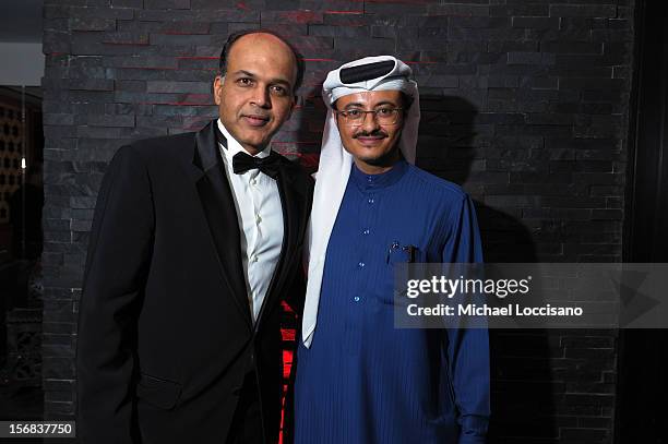 Ashutosh Gowariker and Doha Film Institute CEO Abdulaziz Bin Khalid Al-Khater attend the Awards After Party during 2012 Doha Tribeca Film Festival at...