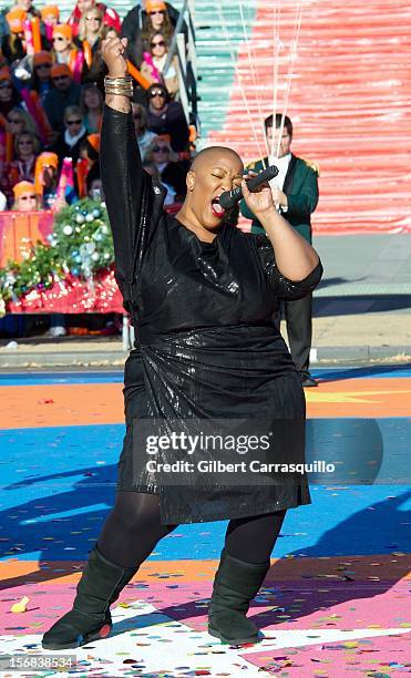 Singer Frenchie Davis attends the 93rd annual Dunkin' Donuts Thanksgiving Day Parade on November 22, 2012 in Philadelphia, Pennsylvania.