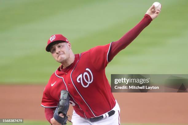 Patrick Corbin of the Washington Nationals pitches in the third inning during a baseball game against the Colorado Rockies at Nationals Park on July...