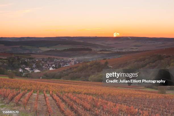 the village of irancy nestled amongst vineyards. - irancy photos et images de collection