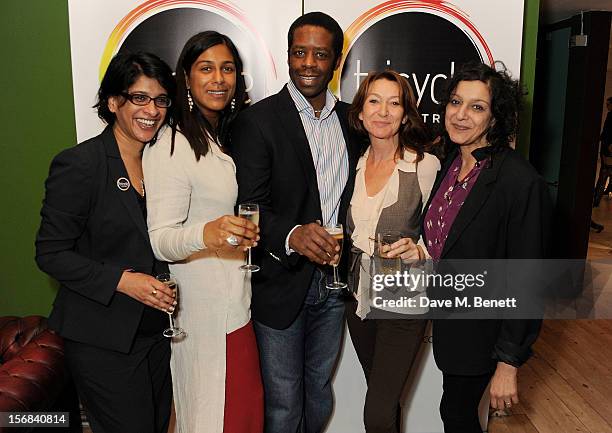 Tricycle Theatre artistic director Indhu Rubasingham, Lolita Chakrabarti, Adrian Lester, Cherie Lunghi and Meera Syal attend Tricycle Theatre's 'Red...