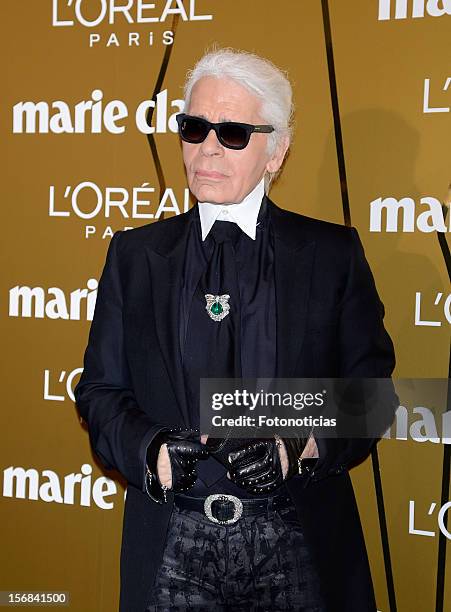 Karl Lagerfeld attends 'Marie Claire Prix de la Mode 2012' ceremony at the French Ambassadors Residence on November 22, 2012 in Madrid, Spain.