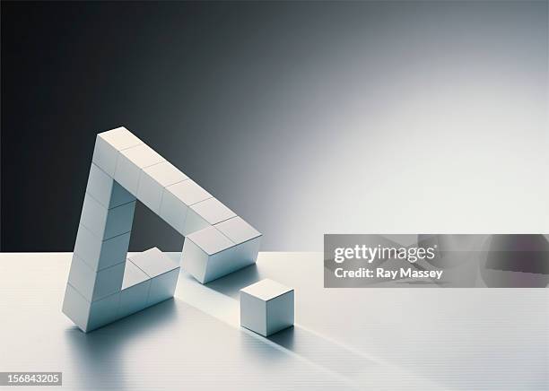 missing cube in triangle formation - teaser stock pictures, royalty-free photos & images