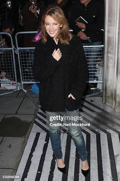 Kylie Minogue seen at BBC Radio 2 on November 23, 2012 in London, England.