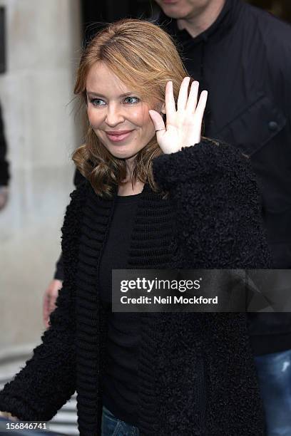 Kylie Minogue seen leaving BBC Radio 2 on November 23, 2012 in London, England.