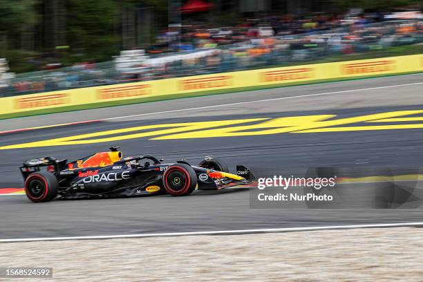 Max Verstappen of the Netherlands winner of the race, driving the car with number 1 the RB19 Honda RBPT of Oracle Red Bull Racing team, on track...