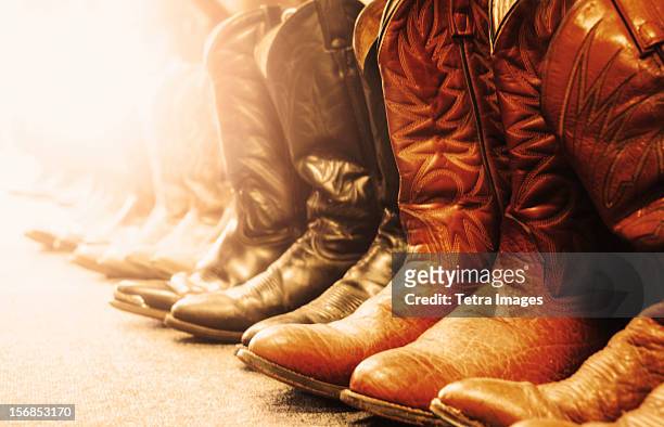 usa, nevada, las vegas, row of cowboy boots - cowboy boots stock pictures, royalty-free photos & images