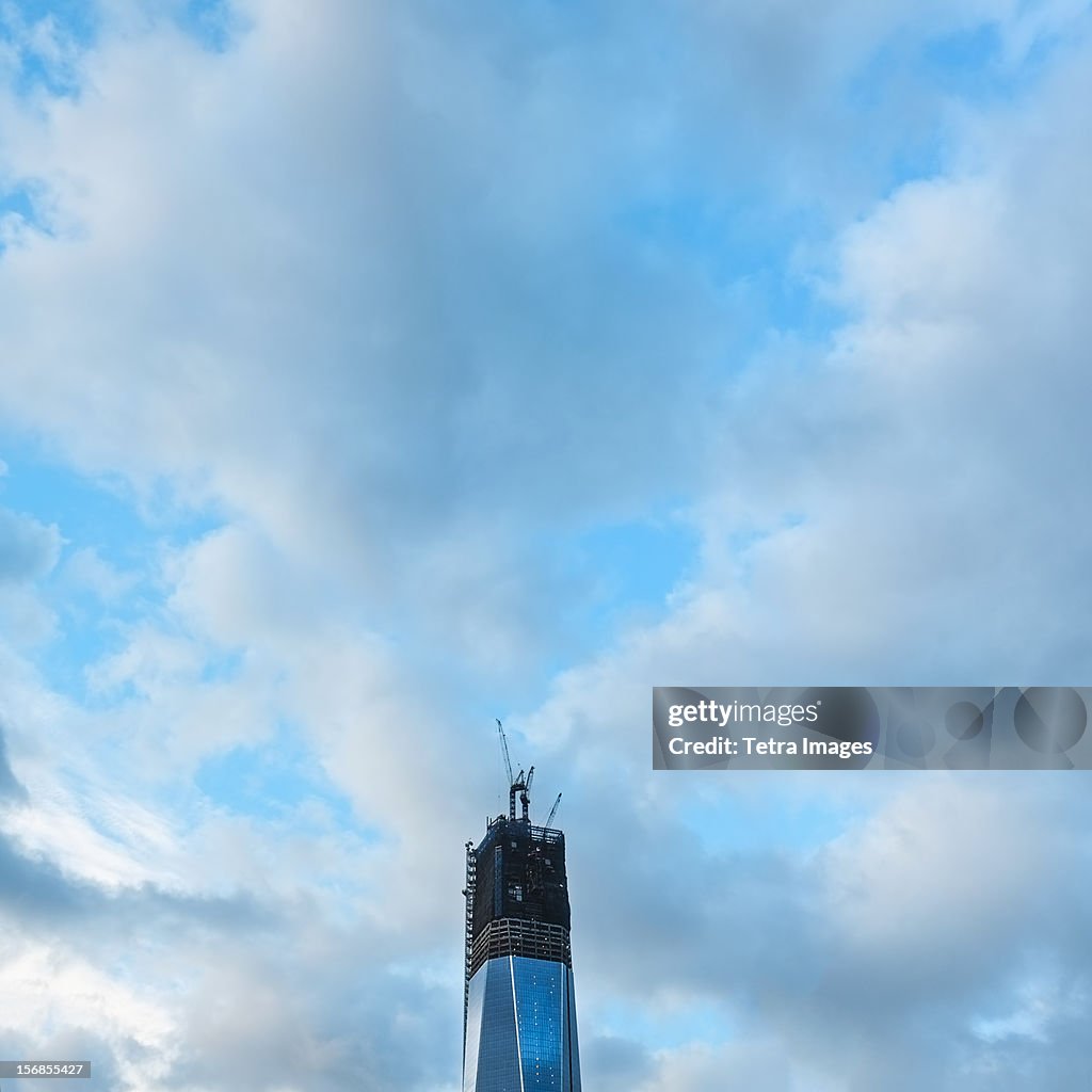 USA, New York State, New York City, Construction site and cloudy sky