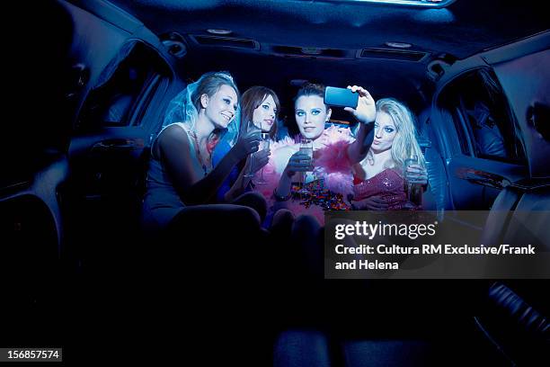 bachelorette party in limousine - limo night stock pictures, royalty-free photos & images