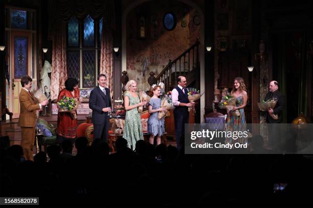 Alex Moffat, Lilli Cooper, Eric McCormack, Laura Bell Bundy, Dana Steingold, Nehal Joshi, Sandy Rustin and Jason Alexander take part in the curtain...