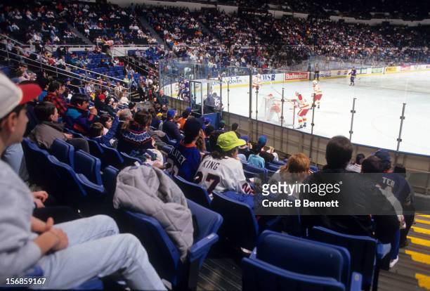 General view of the Calgary Flames and the New York Islanders on February 2, 1992 at the Nassau Coliseum in Uniondale, New York.