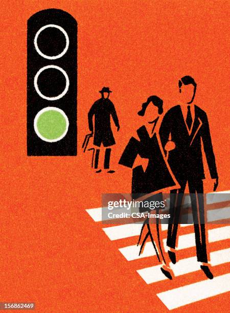 illustrazioni stock, clip art, cartoni animati e icone di tendenza di attraversamento pedonale a luce verde - attraversare