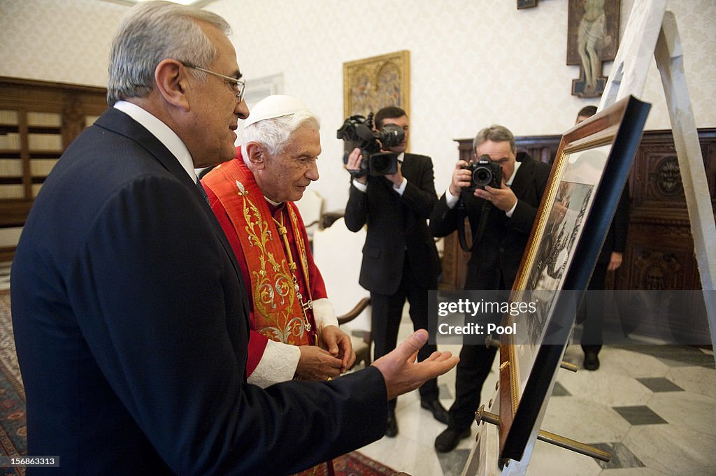 Pope Benedict XVI Meets With Lebanon President Michel Sleiman