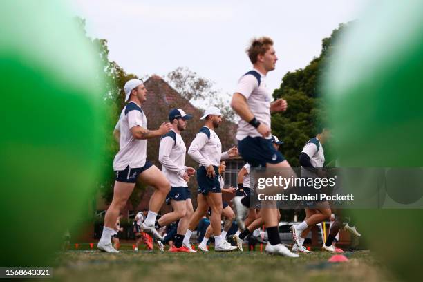 Quade Cooper of the Wallabies in action during an Australia Wallabies training session at Brighton Grammar School on July 25, 2023 in Melbourne,...