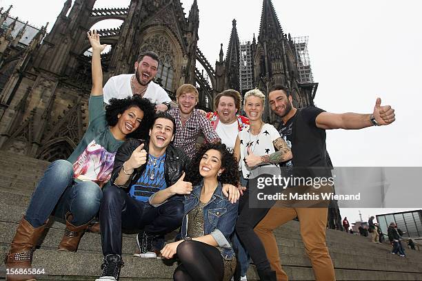 The cast of 'Koeln 50667' attends a press conference at the Cologne Cathedral on November 23, 2012 in Cologne, Germany.