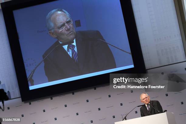 Wolfgang Schaeuble, Minister of finance of Germany, attends the European Banking Congress on November 23, 2012 in Frankfurt, Germany. Bankers from...