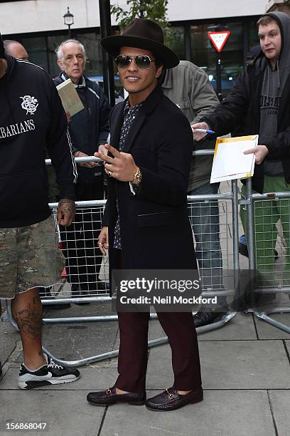 Bruno Mars seen at BBC Radio 2 on November 23, 2012 in London, England.