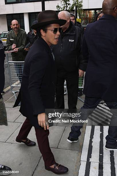 Bruno Mars seen at BBC Radio 2 on November 23, 2012 in London, England.