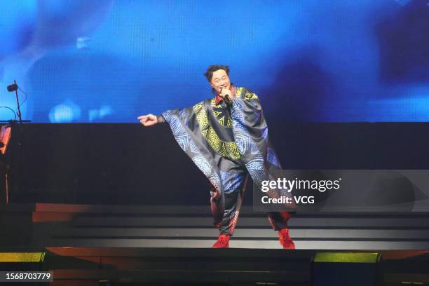 Singer Eason Chan Yick Shun performs during his Fear and Dreams World Tour Concert at Taipei Arena on July 23, 2023 in Taipei, Taiwan of China.