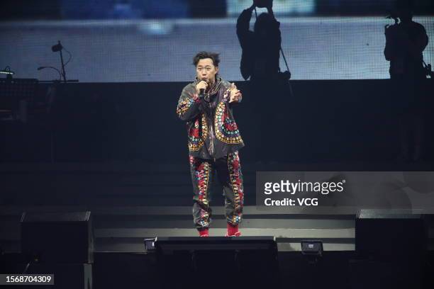 Singer Eason Chan Yick Shun performs during his Fear and Dreams World Tour Concert at Taipei Arena on July 23, 2023 in Taipei, Taiwan of China.