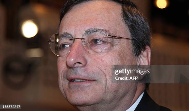 Mario Draghi, President of the European Central Bank ECB, attends the European Banking Congress EBC in Frankfurt, central Germany, on November 23,...