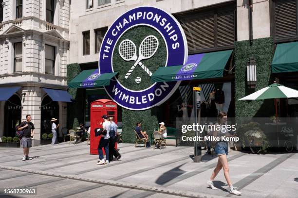 Ralph Lauren store which is emblazoned with it's annual Wimbledon Tennis Championship exterior on Bond Street in the exclusive area of Mayfair on 7th...