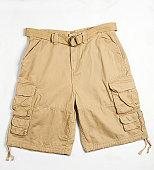 beige cargo shorts with belt