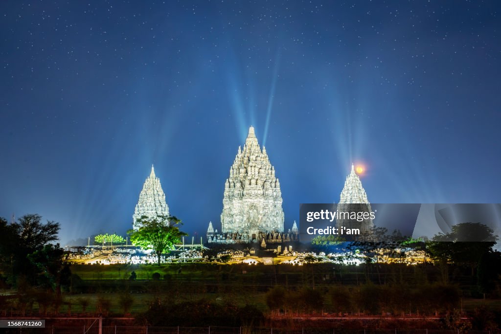 Night View Of Prambanan Temple With City Lights Jogjakarta Indonesia night-view-of-prambanan-temple-with-city-lights-jogjakarta-indonesia
