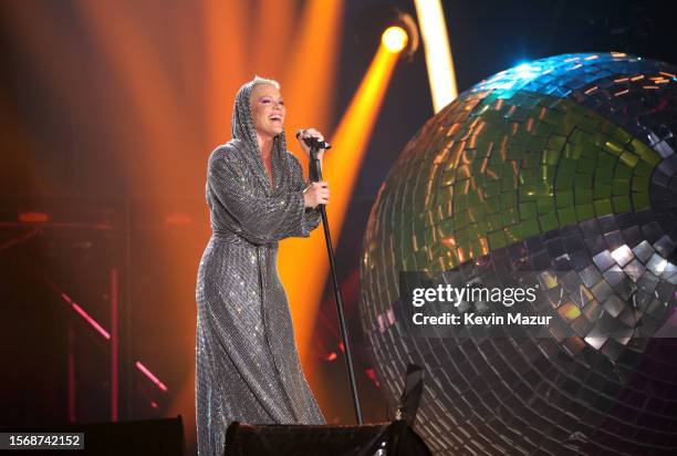 Performs onstage during her Summer Carnival 2023 tour at Rogers Center on July 24, 2023 in Toronto, Ontario.