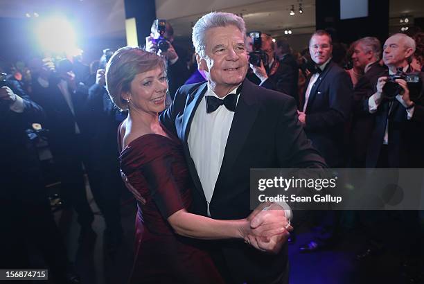 German President Joachim Gauck and his partner Daniela Schadt dance the opening waltz at the 2012 Bundespresseball at the Intercontinental Hotel on...