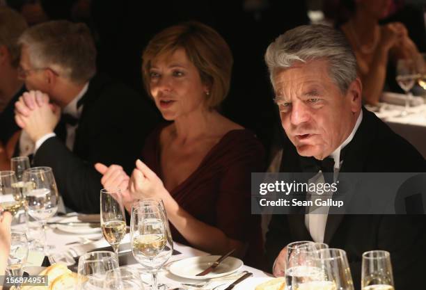 German President Joachim Gauck and his partner Daniela Schadt attend the 2012 Bundespresseball at the Intercontinental Hotel on November 23, 2012 in...