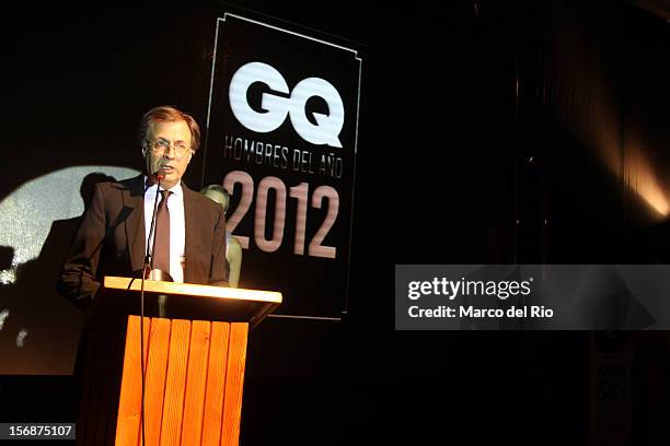 Director of GQ Rafael Molano speaks during the awards ceremony GQ Men of the Year 2012 at La Huaca Pucllana on November 23, 2012 in Lima, Peru.