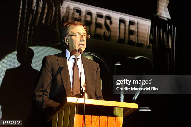 Director of GQ Rafael Molano speaks during the awards ceremony GQ Men of the Year 2012 at La Huaca Pucllana on November 23, 2012 in Lima, Peru.