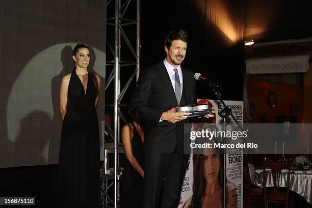 Cheff Rafael Osterling recieves an award during the awards ceremony GQ Men of the Year 2012 at La Huaca Pucllana on November 23, 2012 in Lima, Peru.