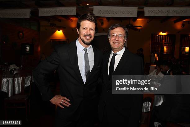 Cheff Rafael Osterling and GQ Director Rafael Molano pose during the awards ceremony GQ Men of the Year 2012 at La Huaca Pucllana on November 23,...