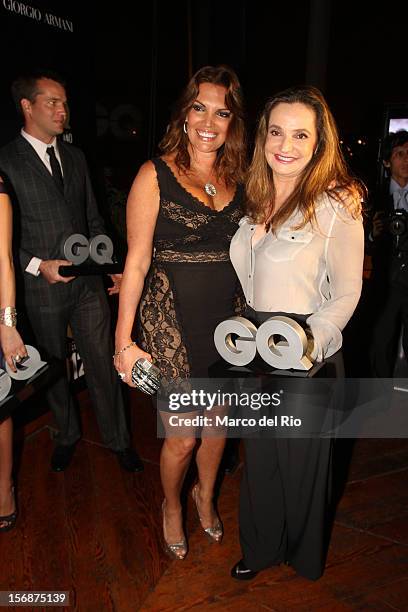 Jessica Newton and bussineswoman Susana de la Puente pose during the awards ceremony GQ Men of the Year 2012 at La Huaca Pucllana on November 23,...