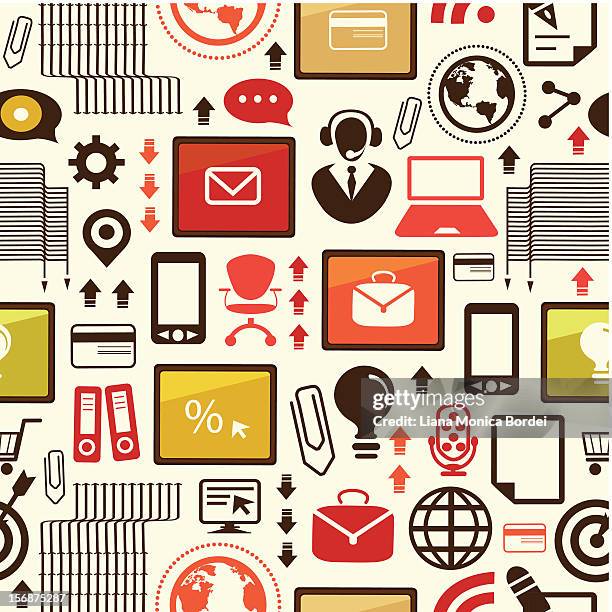 office and business seamless pattern - multimedia background stock illustrations
