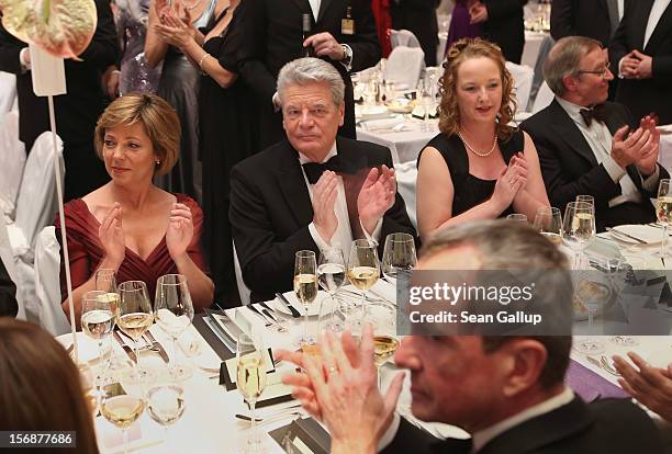 German President Joachim Gauck and his partner Daniela Schadt attend the 2012 Bundespresseball at the Intercontinental Hotel on November 23, 2012 in...