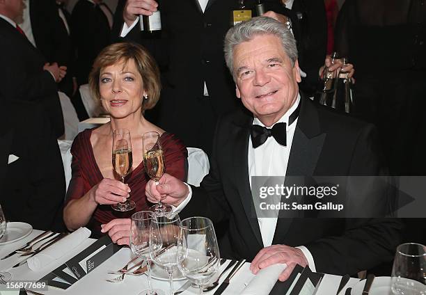 German President Joachim Gauck and his partner Daniela Schadt attend the 2012 Bundespresseball at the Intercontinental Hotel on November 23, 2012 in...