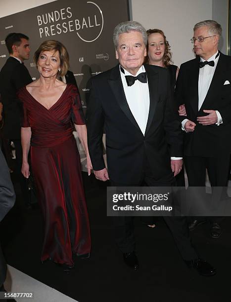 German President Joachim Gauck and his partner Daniela Schadt attend the 2012 Bundespresseball at the Intercontinental Hotel on November 23, 2012 in...