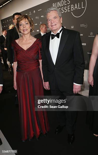 German President Joachim Gauck and his partner Daniela Schadt attend the 2012 Bundespresseball at the Intercontinental Hotel on November 23, 2012 in...