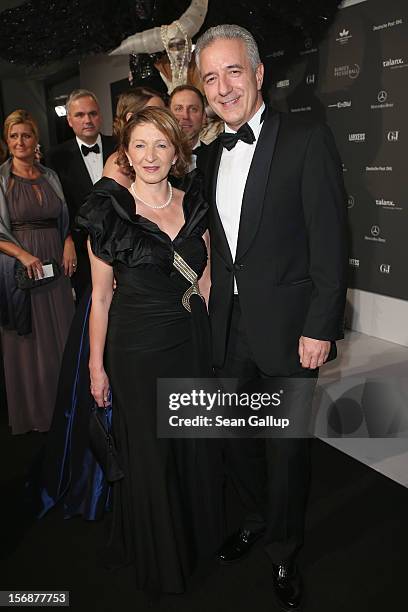 Saxony Governor Stanislaw Tillich and his wife Veronika attend the 2012 Bundespresseball at the Intercontinental Hotel on November 23, 2012 in...