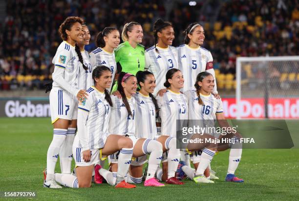 Players of Philippines pose for a team photo prior to the FIFA Women's World Cup Australia & New Zealand 2023 Group A match between New Zealand and...