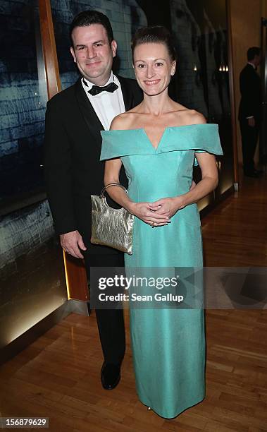 German Social Democrat Hubertus Heil and his partner Solveig Orlowski attend the 2012 Bundespresseball at the Intercontinental Hotel on November 23,...